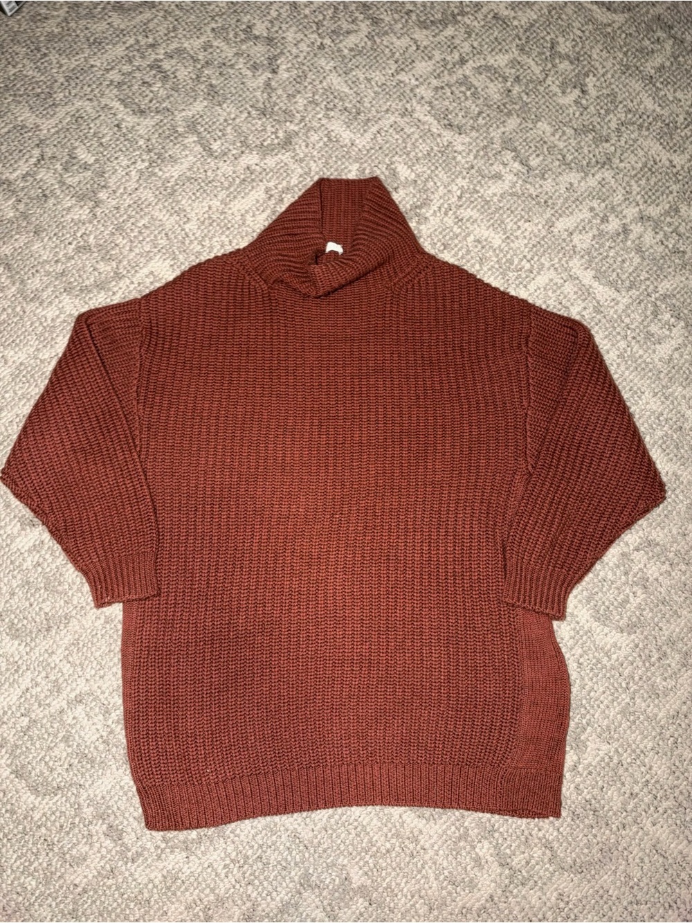 Poetry Rust Brown Oversized Turtleneck Chunky Knit Sweater - Picture 2 of 9